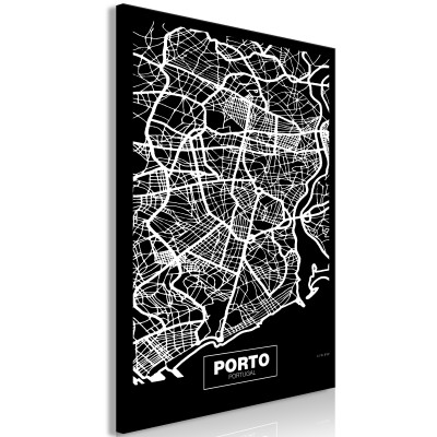 Πίνακας ζε καμβά - Negative Map: Porto (1 Part) Vertical