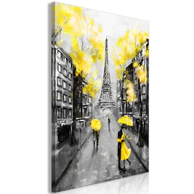 Πίνακας ζε καμβά - Paris Rendez-Vous (1 Part) Vertical Yellow