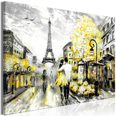Πίνακας ζε καμβά - Colourful Rendez-Vous (1 Part) Wide Yellow