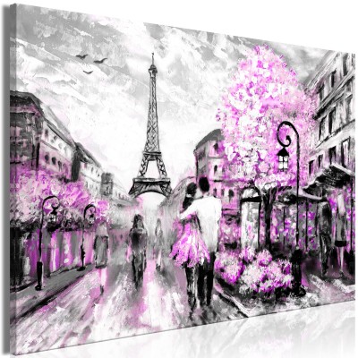 Πίνακας ζε καμβά - Colourful Rendez-Vous (1 Part) Wide Pink