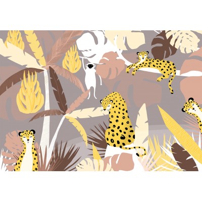 Φωτοταπετσαρία - Cheetahs in the jungle - landscape with exotic animals with palm trees for children