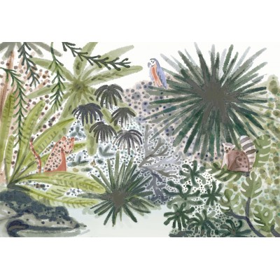 Φωτοταπετσαρία - Flora of Madagascar - Tropical Landscape With Watercolour Animals