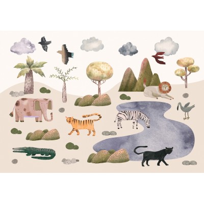 Φωτοταπετσαρία - Africa for Toddlers - Savannah Animals in Pastel Colours