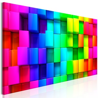 Πίνακας ζε καμβά - Colourful Cubes (1 Part) Narrow