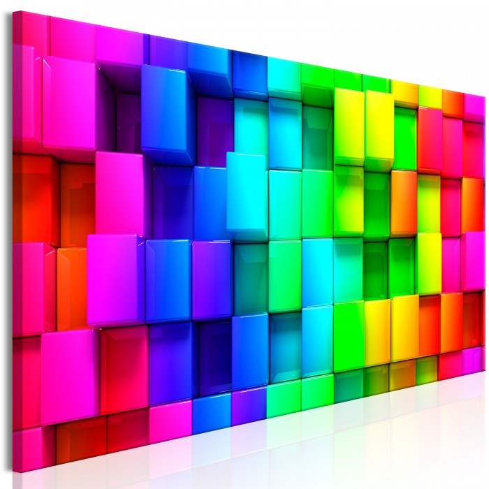 Πίνακας ζε καμβά - Colourful Cubes (1 Part) Narrow