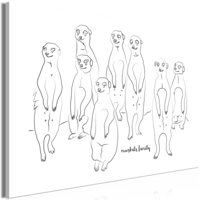Πίνακας ζε καμβά - Animal Patrol (1-part) - Meerkats on Black and White Background