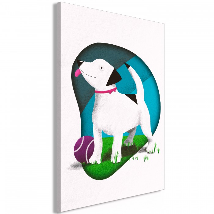 Πίνακας ζε καμβά - Dog and Ball (1 Part) Vertical