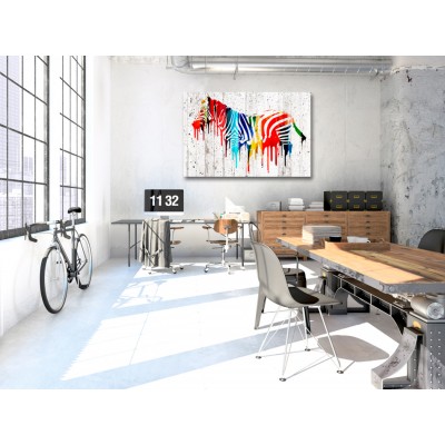 Πίνακας ζε καμβά - Colourful Zebra