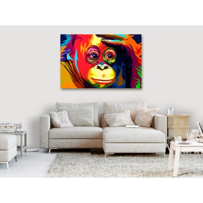 Πίνακας ζε καμβά - Colourful Orangutan (1 Part) Wide