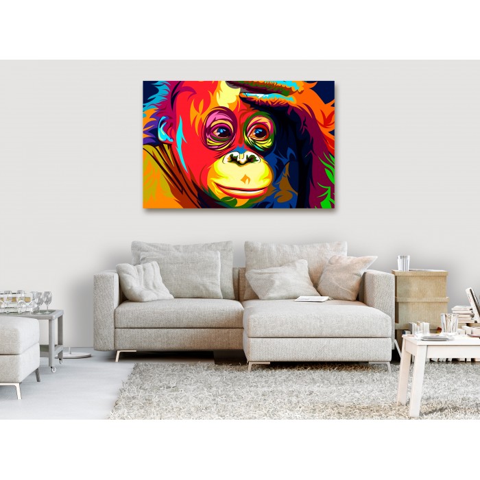 Πίνακας ζε καμβά - Colourful Orangutan (1 Part) Wide
