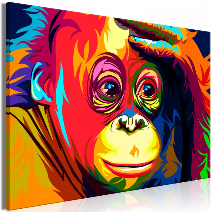 Πίνακας ζε καμβά - Colourful Orangutan (1 Part) Wide