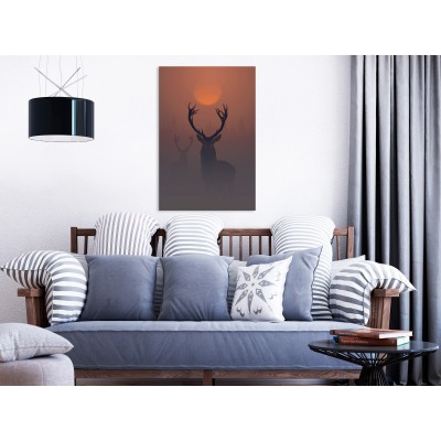 Πίνακας ζε καμβά - Deers in the Fog (1 Part) Vertical
