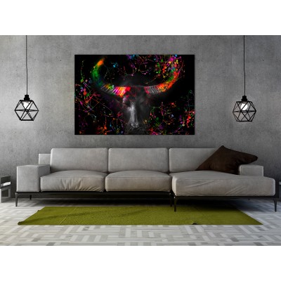 Πίνακας ζε καμβά - Enraged Bull (1 Part) Vertical - Second Variant