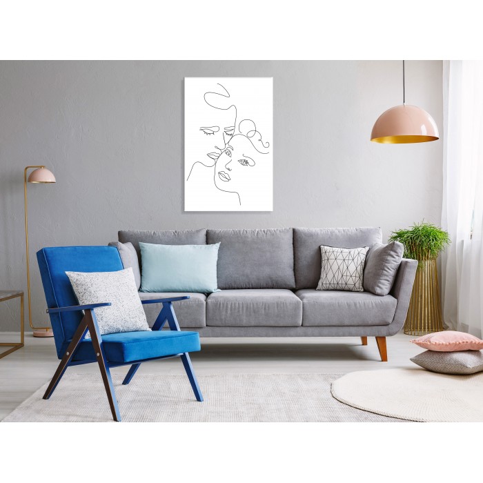 Πίνακας ζε καμβά - Couple in Black and White (1-part) - Romantic Kiss Moment