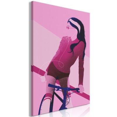 Πίνακας ζε καμβά - Woman on Bicycle (1 Part) Vertical
