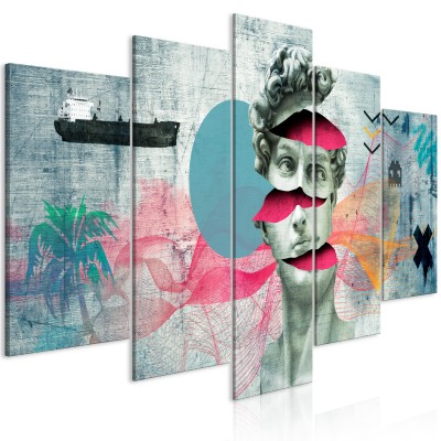 Πίνακας ζε καμβά - Ancient Head (5 Parts) Wide