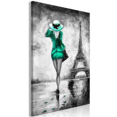 Πίνακας ζε καμβά - Parisian Woman (1 Part) Vertical Green