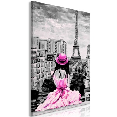 Πίνακας ζε καμβά - Paris Colour (1 Part) Vertical Pink