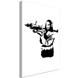 Πίνακας ζε καμβά - Banksy Mona Lisa with Rocket Launcher (1 Part) Vertical