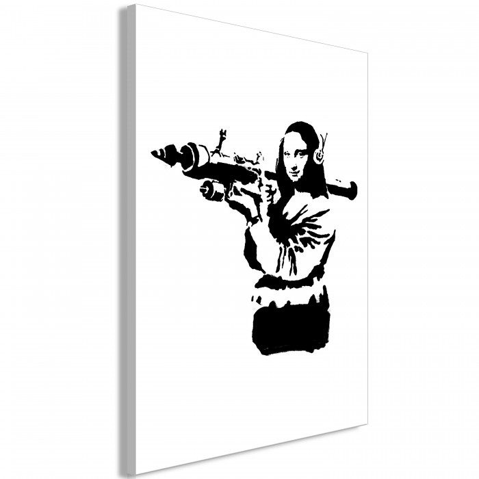 Πίνακας ζε καμβά - Banksy Mona Lisa with Rocket Launcher (1 Part) Vertical