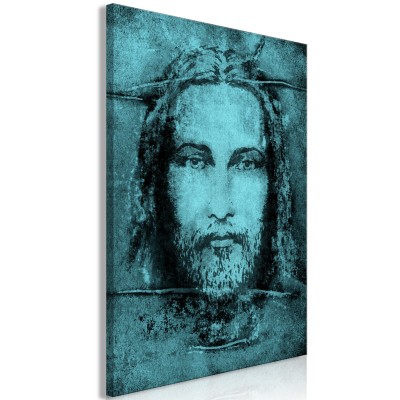 Πίνακας ζε καμβά - Shroud of Turin in Turqoise (1 Part) Vertical