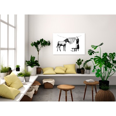 Πίνακας ζε καμβά - Banksy: Washing Zebra (1 Part) Wide