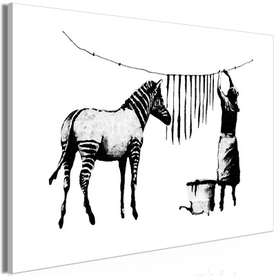 Πίνακας ζε καμβά - Banksy: Washing Zebra (1 Part) Wide