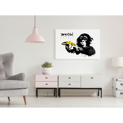 Πίνακας ζε καμβά - Banksy: Monkey with Banana (1 Part) Wide