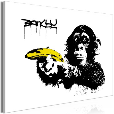 Πίνακας ζε καμβά - Banksy: Monkey with Banana (1 Part) Wide