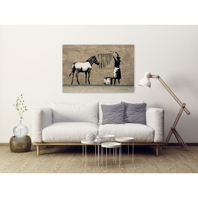Πίνακας ζε καμβά - Banksy: Washing Zebra on Concrete (1 Part) Wide