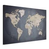 Πίνακας ζε καμβά - World Map: Shades of Grey