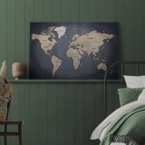 Πίνακας ζε καμβά - World Map: Shades of Grey