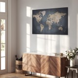 Πίνακας ζε καμβά - World Map: Shades of Grey