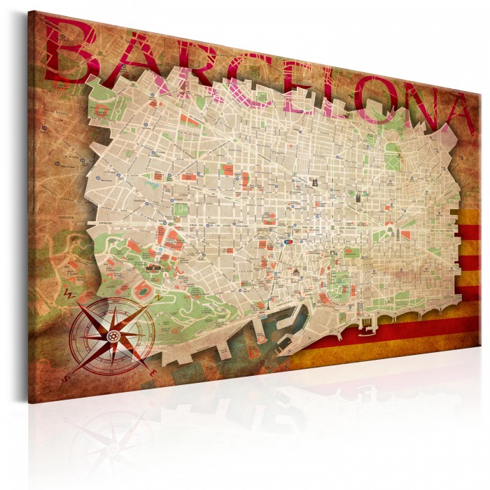 Πίνακας σε φελλό - Map of Barcelona