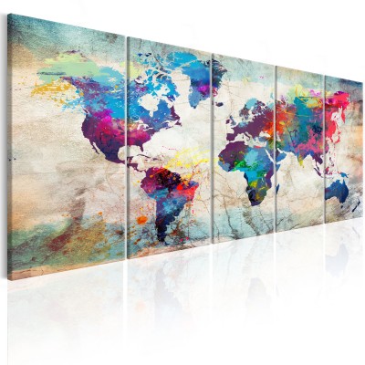 Πίνακας ζε καμβά - World Map: Cracked Wall