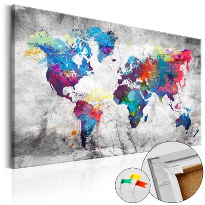 Πίνακας σε φελλό - World Map: Grey Style