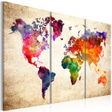 Πίνακας ζε καμβά - The World's Map in Watercolor