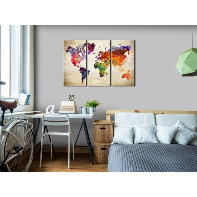 Πίνακας ζε καμβά - The World's Map in Watercolor
