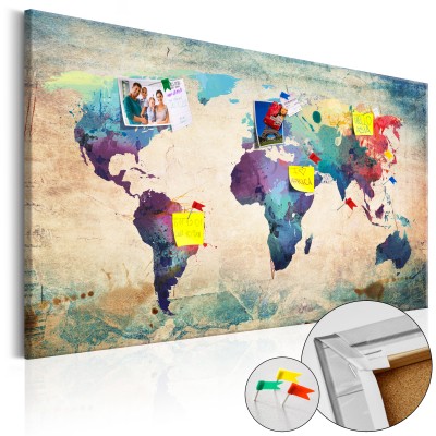 Πίνακας σε φελλό - Colorful World Map