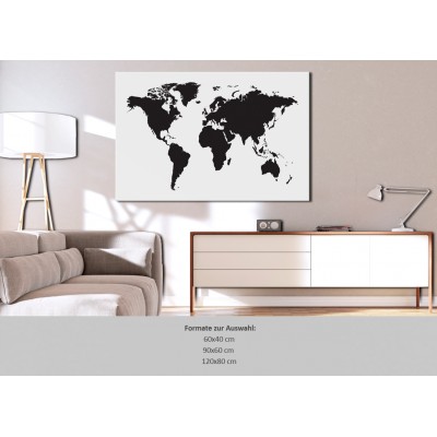 Πίνακας σε φελλό - World Map: Black & White Elegance