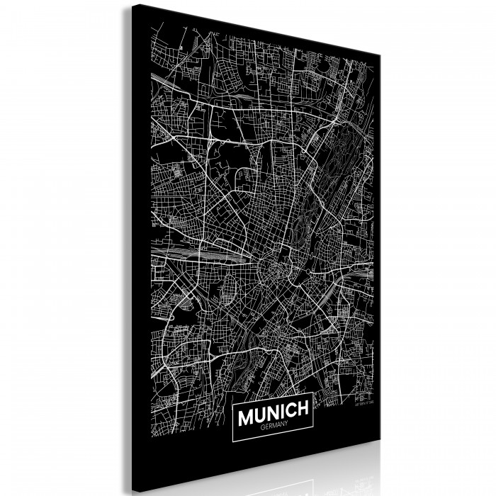 Πίνακας ζε καμβά - Dark Map of Munich (1 Part) Vertical