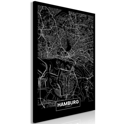 Πίνακας ζε καμβά - Dark Map of Hamburg (1 Part) Vertical