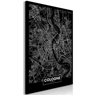 Πίνακας ζε καμβά - Dark Map of Cologne (1 Part) Vertical