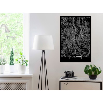 Πίνακας ζε καμβά - Dark Map of Cologne (1 Part) Vertical