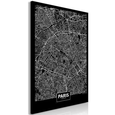 Πίνακας ζε καμβά - Dark Map of Paris (1 Part) Vertical