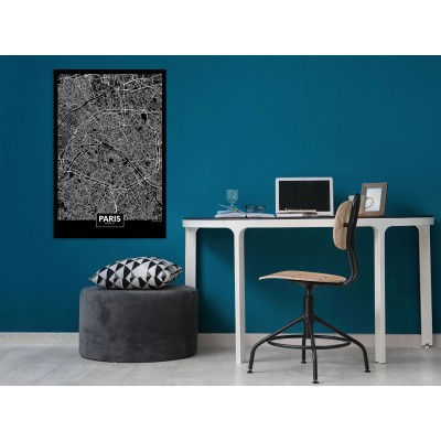 Πίνακας ζε καμβά - Dark Map of Paris (1 Part) Vertical