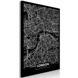 Πίνακας ζε καμβά - Dark Map of London (1 Part) Vertical