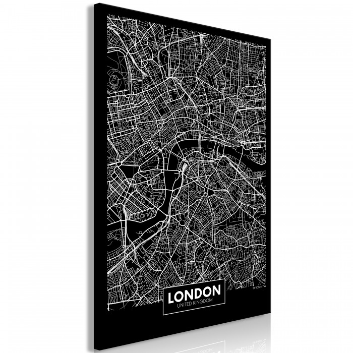Πίνακας ζε καμβά - Dark Map of London (1 Part) Vertical
