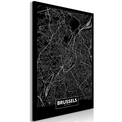Πίνακας ζε καμβά - Dark Map of Brussels (1 Part) Vertical