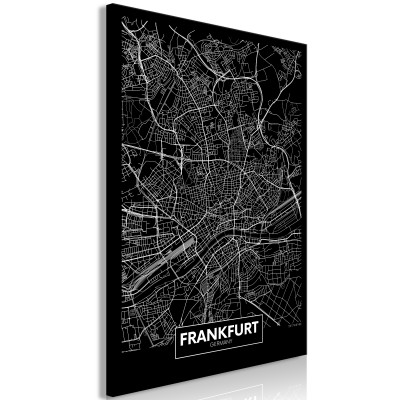 Πίνακας ζε καμβά - Dark Map of Frankfurt (1 Part) Vertical